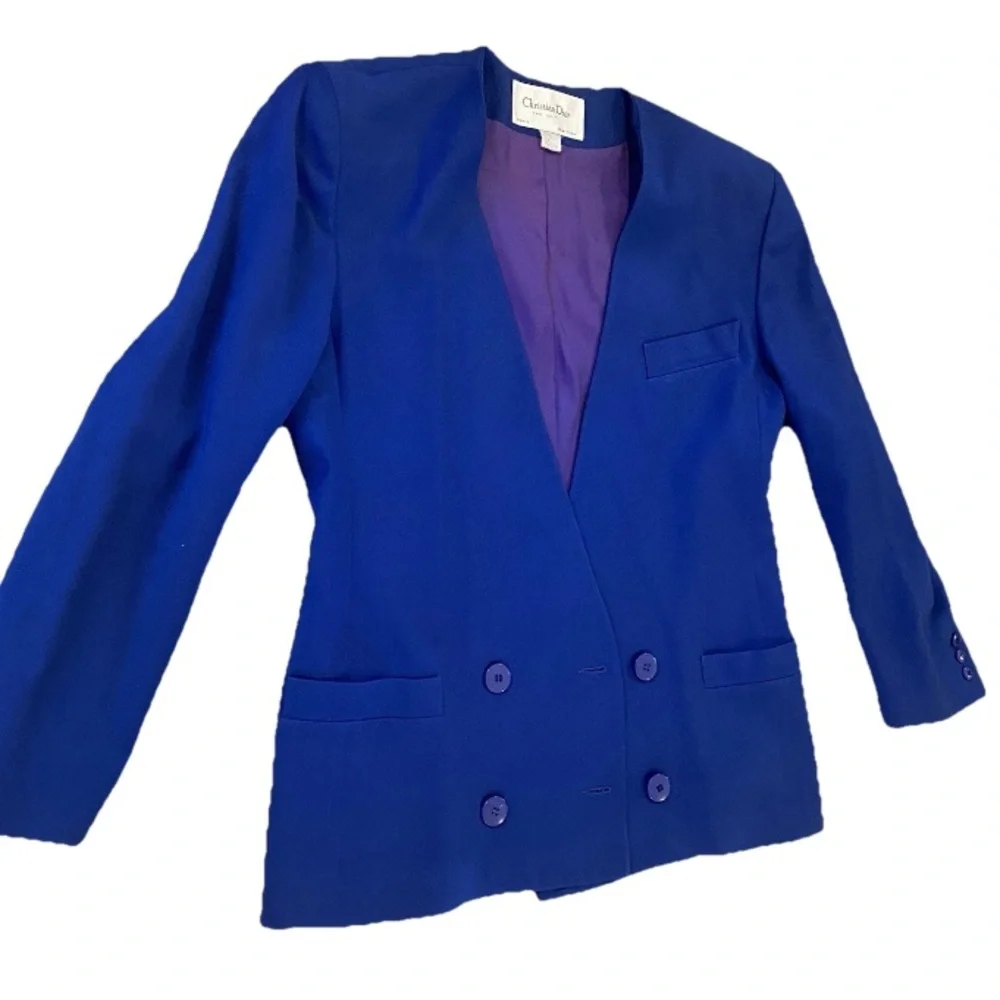 Vintage Christian Dior Le Suit Blazer Royal Blue Women's size 8